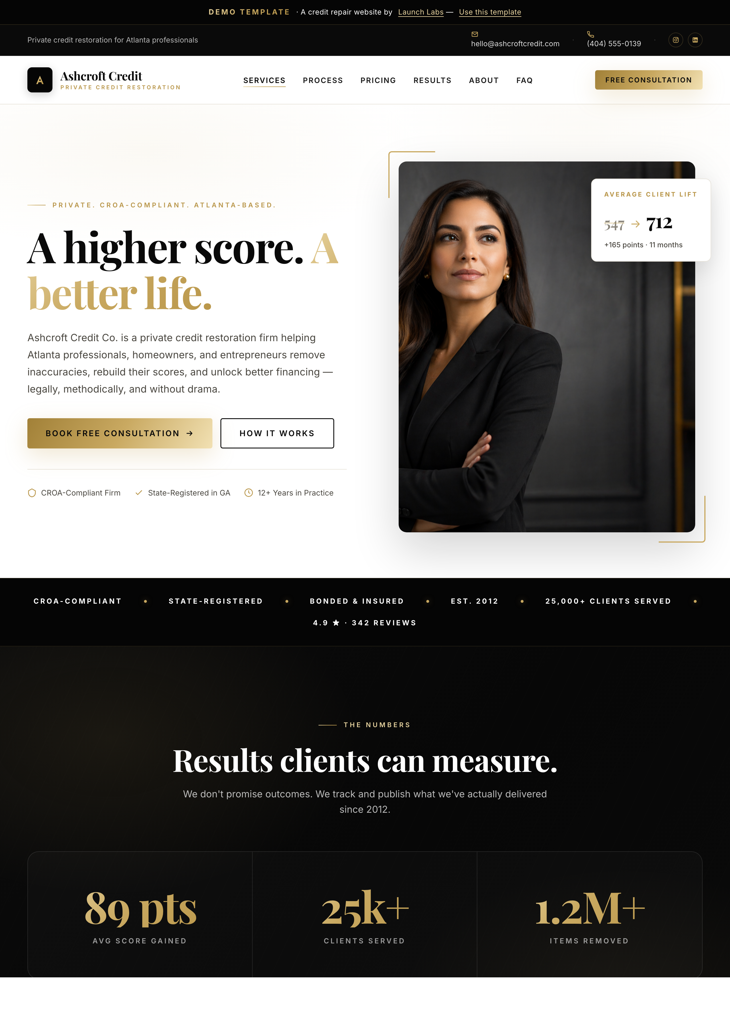 Ashcroft Credit Co. credit repair website template preview