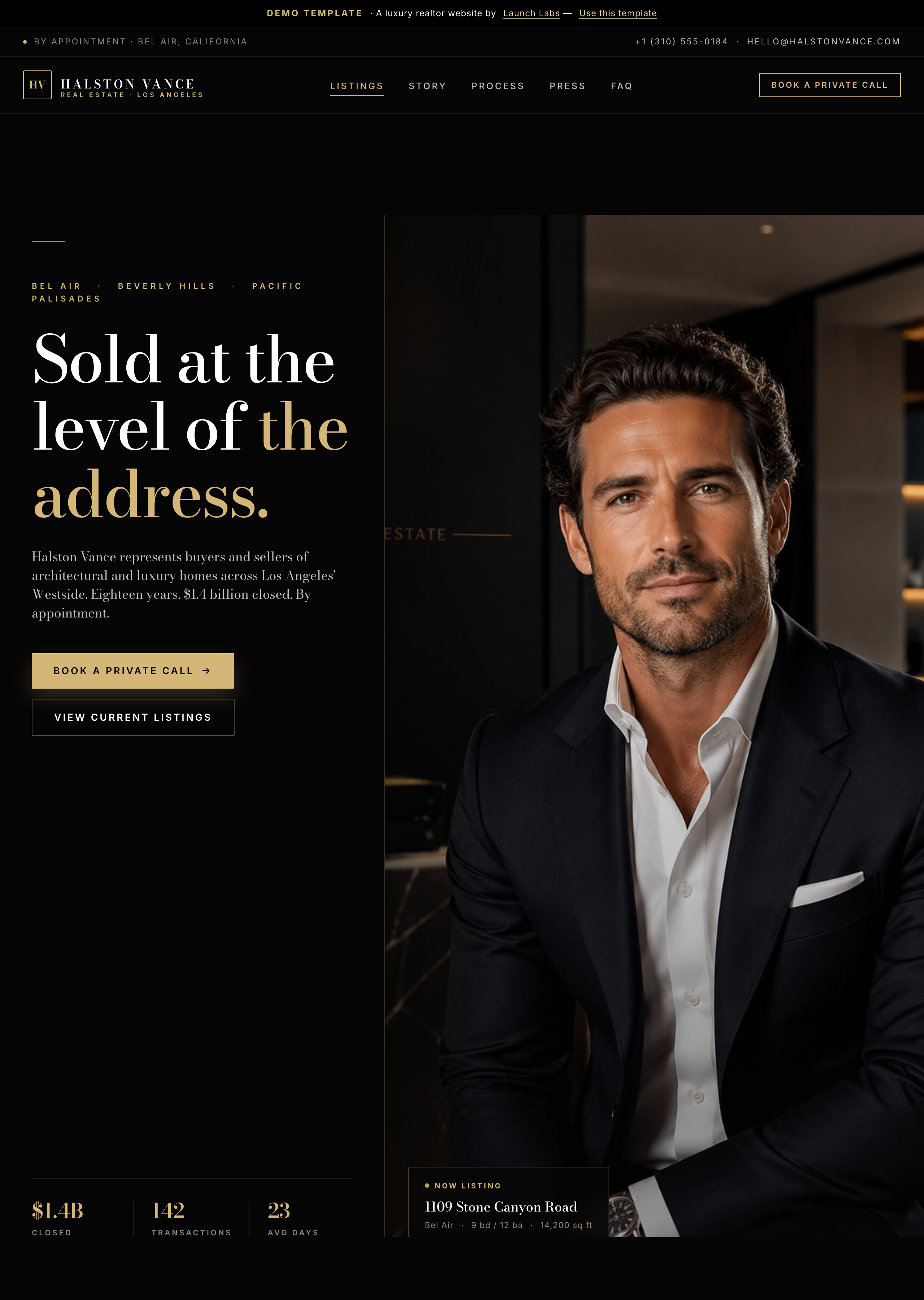 Halston Vance Real Estate website template preview