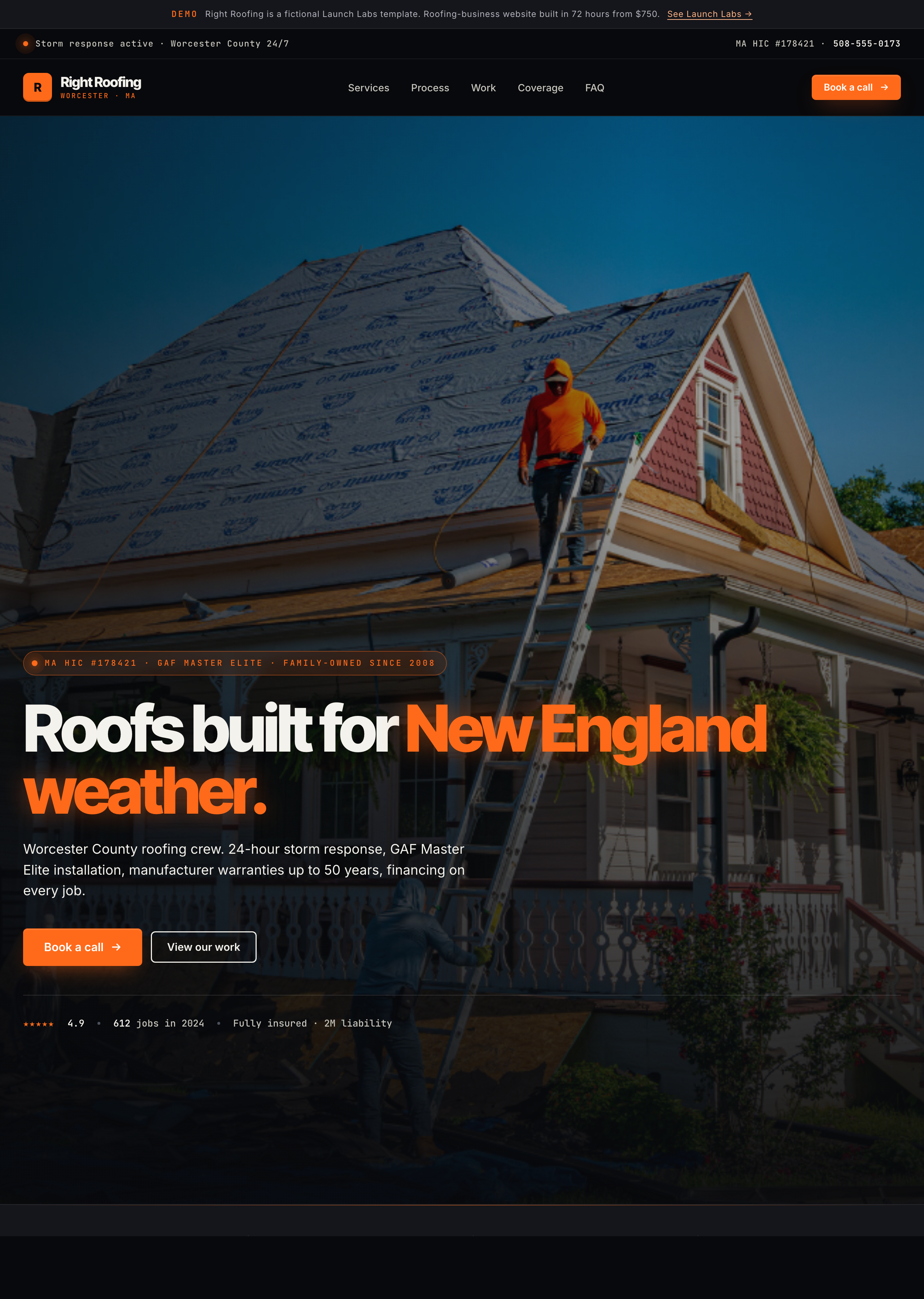 Right Roofing Worcester website template preview